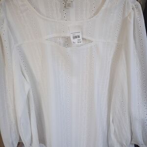 Cato White Eyelet Blouse